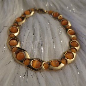 Orange & Gold Lobster Clasp Bracelet